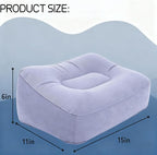 Inflatable Foot Rest for Travel, Soft Flocking Airplane Leg Rest Pillow, Portable Cushion Ottoman for Flights, Office, Home, Camping (Gray)