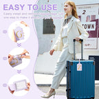 Personalized Initial Luggage Tags for Suitcase, Purple Leather Cute Luggage Tags with Privacy Cover Name Card, Embroidered Custom Monogrammed Luggage Tag Travel Backpack Tags Gifts for Women Kids(Z)