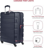 SwissGear 7366 Signature Hardside Expandable Luggage with Spinner Wheels, TSA Lock, Navy, Checked-Large 27-Inch