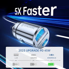 USB C Car Charger Syncwire 90W [PD 45W & QC 45W] USB Car Charger Adapter Fast Charging [Super Mini & All Metal] Compatible with iPhone 15/14 Pro Max Plus 13 12 Samsung S23/S22/21 Note 22, Pixel, iPad