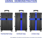 Luggage Straps for Suitcases TSA Approved Travel Belt 8 Pack by Chelmon (Blue)