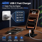 USB C Wall Fast Charger Block, 40W 4-Port Type C Charger Fast Charging Blocks PD Power Charger Adapter+QC 3.0 USB Multiport Charger Brick for iPhone 17/16/15/14/13/12 Pro Max, iPad, Galaxy S25-2Pack