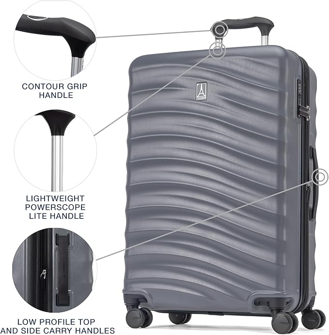 Travelpro Maxlite Air V2 Hardside Expandable Luggage, 8 Spinner Wheels, Lightweight Hard Shell, TSA lock, Shadow Grey, 2-Piece Set (20/25)