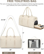 Women Weekender Travel Duffle Bag: Travel Duffel Overnight Bags with Shoe Compartment Large Carry on Tote with Toiletry Bag Weekend Traveling Yoga Gym Hospital Bag for Women with Wet Pocket Beige