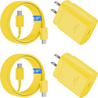 USB C Android Charger Fast Charging Cord, Super Fast Phone Chargers 6.6FT C to C Type Cable with 25W USBC Wall Block for Samsung Galaxy S26 S25 S24 Ultra Plus/S23/S22/S21/S20/Note 20/10, Yellow