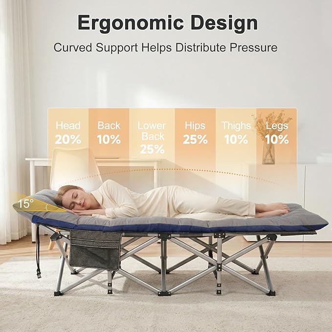 ABORON XXL Camping Cot for Adults 900LBS - 78"×32" Oversized Folding Bed with Mattress Pad, Heavy Duty 1200D Oxford Outdoor Cot with Carry Bag