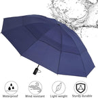 Umbrella Reverse Folding Umbrella Windproof Travel Umbrellas for Rain - Easy Auto Open Close, Durable & Compact Umbrella, Strong Fiberglass Frame, Waterproof Canopy - Backpack, Purse, Portable Umbrella for Travel