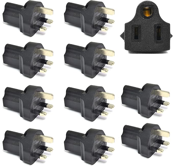 Ceptics UK, UAE, Hong Kong BS-1363 Travel Power Plug Adapter Accepts NEMA 5-15R - ETL Certified - Industrial Grade (IG-7-10PK)