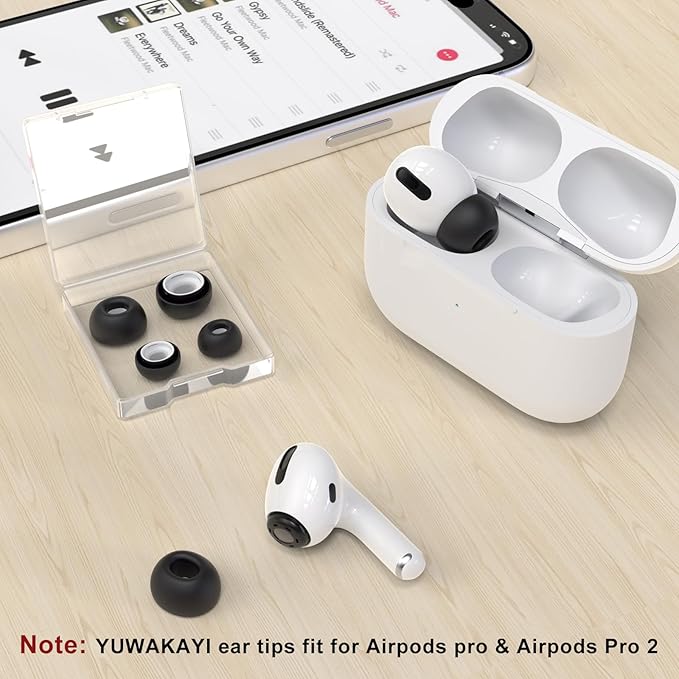 3 Pairs Replacement Ear Tips for AirPods Pro and 2nd Generation with Noise Reduction Hole, Silicone Ear Tips for AirPods Pro with Portable Storage Box and Fits in Charging Case (S/M/L, Black)