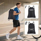 HOLYLUCK Drawstring Bags Backpack Sackpack Cinch Bags for Sports, Gym, Travel, Beach (Black)