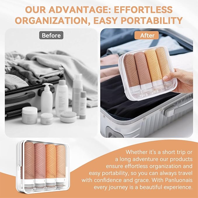 Travel Bottles for Toiletries, Silicone TSA Approved Bottles, Leakproof Shampoo & Toiletry Containers for Airplane, Vacation & Business Trips
