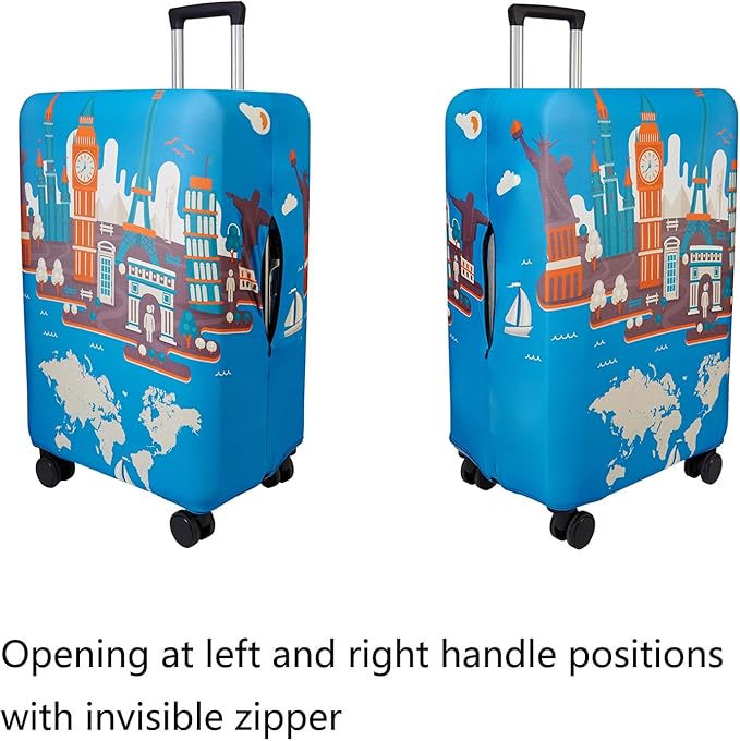 WUJIAONIAO Travel Luggage Cover Baggage Suitcase Cover Protector Skins 18-32 Inch (Eiffel Tower, L (for 25-28 inch luggage))