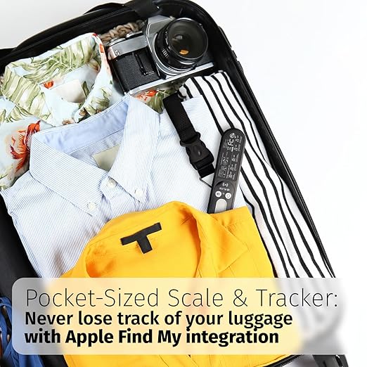 Slide Innovations Digital Luggage Scale with Apple Find My (iOS), Portable Suitcase Weight Scale & Tracker, LED Display Travel Baggage Scale up to 110 lb / 50 kg, Lightweight Airline Travel Accessory