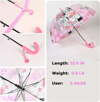 MRTLLOA Kids Clear Bubble Umbrella with an Easy Grip Curved Handle, Safety Transparent Dome Bubble Umbrella for Toddler Boys Girls