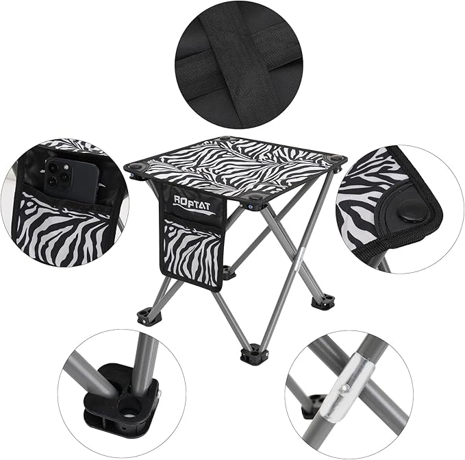 Roptat 2 Pack Camping Stool with Carry Bag (Zebra)