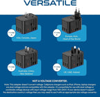 Ceptics Universal Travel Adapter, 45W International Power Adapter with PD & QC 3.0 Dual USB-C, 3 USB Travel Adapter Worldwide, Type I C G A Outlets 110V 220V A/C - EU Euro US UK (11-KU)
