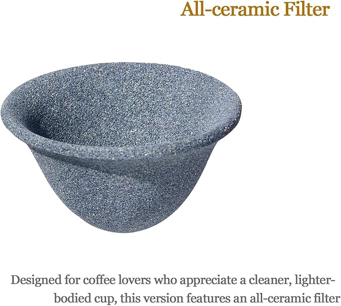 Pour Over Coffee Maker - All-Ceramic Drip Set, Single Serve Coffee Maker with Pour Over Dripper, Reusable Ceramic Filter & Carafe, Portable Travel Drip Kit Valentines Day Gifts for Him