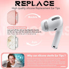 4 Pairs Replacement Ear Tips for AirPods Pro 2nd/1st Generation with Portable Storage Box & Cleaner Pen,Noise Reduction Holewith & Built-in dust Guard Screen,Silicone EarTips(Pink)