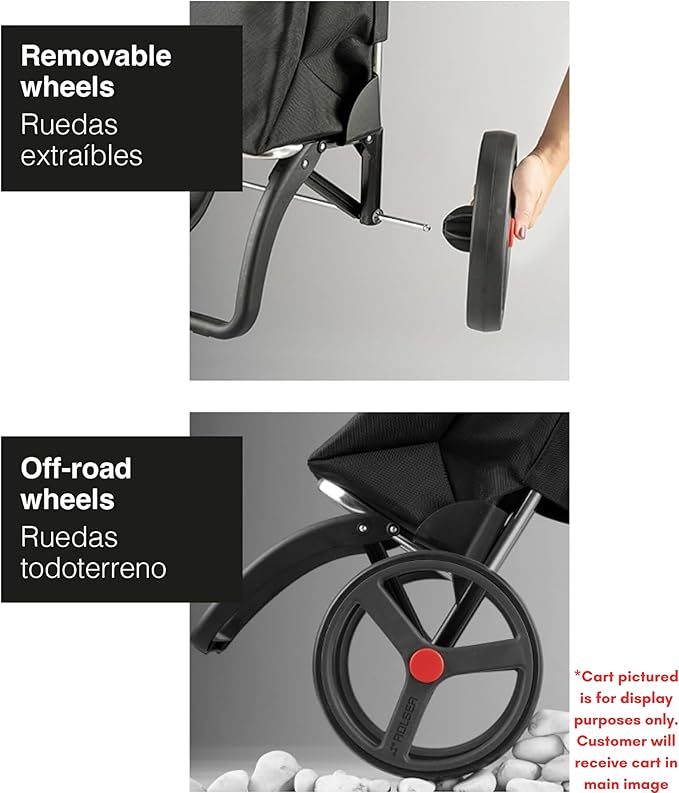 Foldable Puffer Grocery Shopping Cart with Wheels | Collapsible Personal Folding Cart for Groceries | Durable & Portable | Black