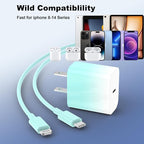 iPhone Charger Fast Charging,20W PD USB C Wall Charger 4 Pack with 6FT Fast Charging Cable,for iPhone 14/14 Pro Max/13/13 Pro/12/12 Pro/11/11 Pro/XS(Blue)