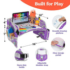 PILLANI Kids Travel Tray for Car - Car Seat Tray for Kids w/ Tablet & Cup Holder - Toddler Travel Activities for Car & Airplane - Road Trip Essentials & Must Haves - Carseat Table Roadtrip Activities