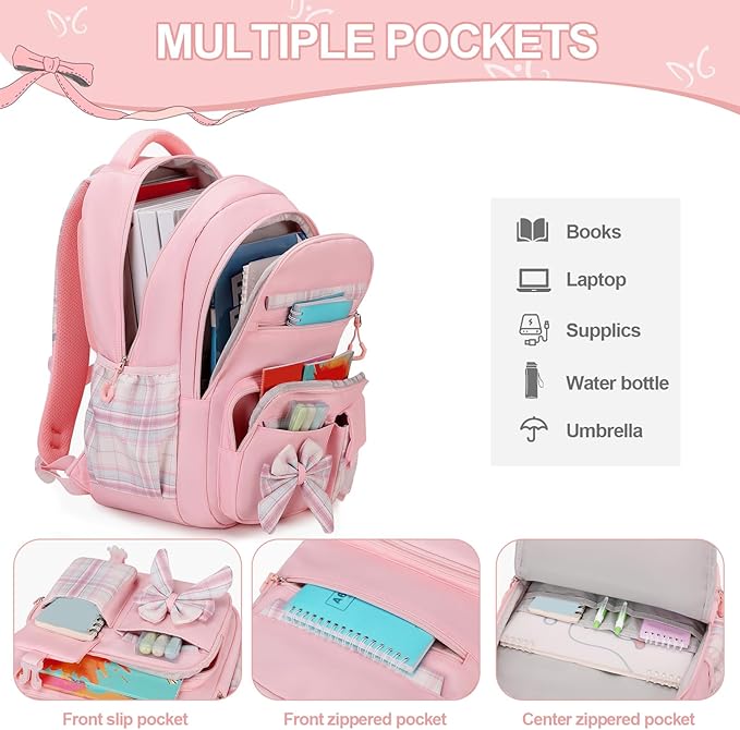 DIGOBAY Backpack for Girls, 3PCS Girls Backpack for School with Lunch Bag Pencil Case, Cute Kids Teens Bookbag for Kindergarten Elementary Preschool Middle School