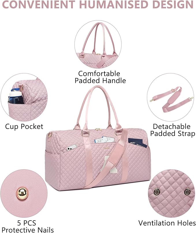 Women Weekender Travel Duffle Bag: Initial Duffel Overnight Bags with Shoe Compartment Large Carry on Tote with Toiletry Bag Weekend Traveling Yoga Gym Hospital Bag for Women with Wet Pocket Letter A
