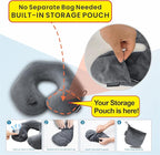 Keemall Inflatable Travel Neck Pillow, Super Soft Plane Neck Support Pillow for Travel Ariplane Sleep Support, Adjustable Neck Cushion Headrest Pillow, Folds Up Nicely, Black Grey
