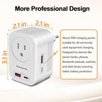 Voltage Converter US to Europe, 220V to 110V Converter for European Travel, Power Converter for Europe with 20W PD,2 Type-C Port 2 USB-A,Power Plug Combo for Italy Spain Greece - White