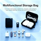Earbud Case Portable EVA Storage Bag Cell Phone Accessories Organizer with Carabiner for Wired/Wireless Earphone, Earbud, Earpieces, SD Memory Card, Camera Chips, Tech Pouch, Rectangle, Black