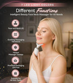 LuxeSkin 7 Color LED Red Light Therapy Facial Massager for Face and Neck, Electric Facial Tool for Skin Care with Vibration, Warm Mode & Travel Bag