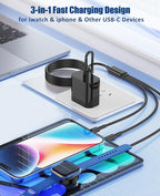 for Apple Watch Charger Fast Charging,3 in 1 Multi Chargers Cable with 20W USB C Charger, iWatch Charger Cord 6.6FT for iWatch Series Ultra2/SE/10/9/8/7/6/5/4/3/iPhone 15 16 Pro Max/14/13/12/11(Black)