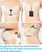 RFID-Blocking Travel Bra Wallet, Hidden Money Pouch with Adjustable Elastic Strap, Ideal Secret Pocket Protect Your Credit Cards Cash Valuables
