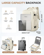 Large Travel Gym Backpack Women Carry On Backpack Flight Approved Hiking Waterproof Rucksack Casual Daypack Laptop bags airplanes Shoes Compartment Personal Item Travel Weekender Bag Essentials Beige