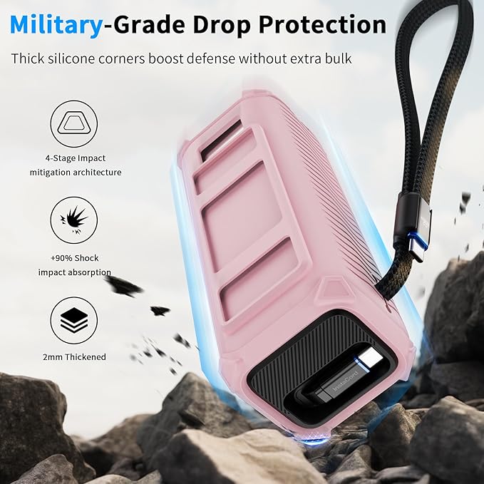 YWXTW Silicone Case for Anker Laptop Power Bank (25,000mAh/165W) - Shockproof Drop-Resistant, Built-in Cable Storage | Non-Slip Grip, Hidden Dust Plug Protective Cover for Anker Power Bank 165w