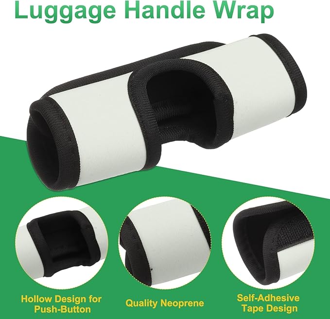 uxcell 5 Pcs Luggage Handle Wrap, Hollow Neoprene Handbag Grip Cover Protector Luggage Identifiers Suitcase Handle Wraps for Luggage Suitcase Travel Bags, White