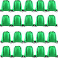 KUUQA 20Pcs Drawstring Backpack Bag Bulk Green Drawstring Bags String Backpack Sport Gym Sack Bags Foldable Storage Bag for Women Men Shopping Gym Travel Sports