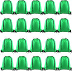 KUUQA 20Pcs Drawstring Backpack Bag Bulk Green Drawstring Bags String Backpack Sport Gym Sack Bags Foldable Storage Bag for Women Men Shopping Gym Travel Sports