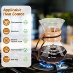 Coffee Pour Over 20.3oz 600ml High Borosilicate Glass Pour Over Coffee Maker Set Camping with Reusable 304 Stainless Steel Filter Hand Brew Carafe Drip Suitable for Electric Ceramic Stove