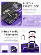Tolino Carry on Luggage 22x14x9 Airline Approved-20 Inch Hardside Suitcase with Wheels TSA Lock, PC+ABS Lightweight Carry on Suitcases for Women and Men