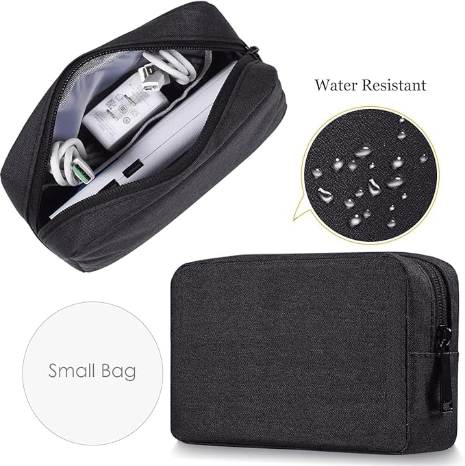 CAAORDKSO Electronics Organizer Travel Case, Cord Organizer Travel Cable Organizer Bag Waterproof Portable Accessories Case for Cable, Cord, Charger, Phone, Power Bank, Earphone (Small-Black)