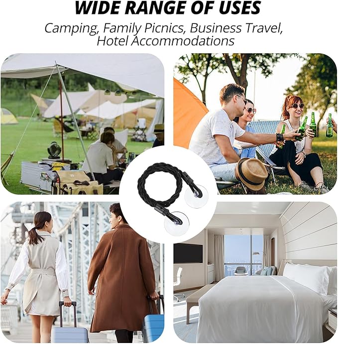Portable Travel Clothesline Retractable Clothesline with Hooks and Suction Cups Camping Essentials for Indoor and Outdoor Use