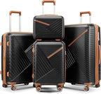 4 Piece Luggage Set, Hardside Expandable Lightweight Suitcase with 360° Mute Spinner Wheels Luggage Sets, TSA Lock, 14/20/24/28 Inch Travel Luggage for Men, Women and Girls (Black)