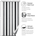 Bornbay Cotton Oversized Beach Towel - Extra Large 40"X70" Plush Thick Mens Beach Towels, XL Fluffy Stripe Pool Towels Charcoal Gray Swimming Towel for Adults Mens Women