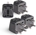 OREI US to India Plug Adapter- Type D Travel Adapter - 2 in 1 Travel Adapter for India, Nepal, Pakistan - CE Certified - RoHS Compliant - 4 Pack, Black