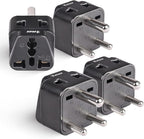 OREI US to India Plug Adapter- Type D Travel Adapter - 2 in 1 Travel Adapter for India, Nepal, Pakistan - CE Certified - RoHS Compliant - 4 Pack, Black