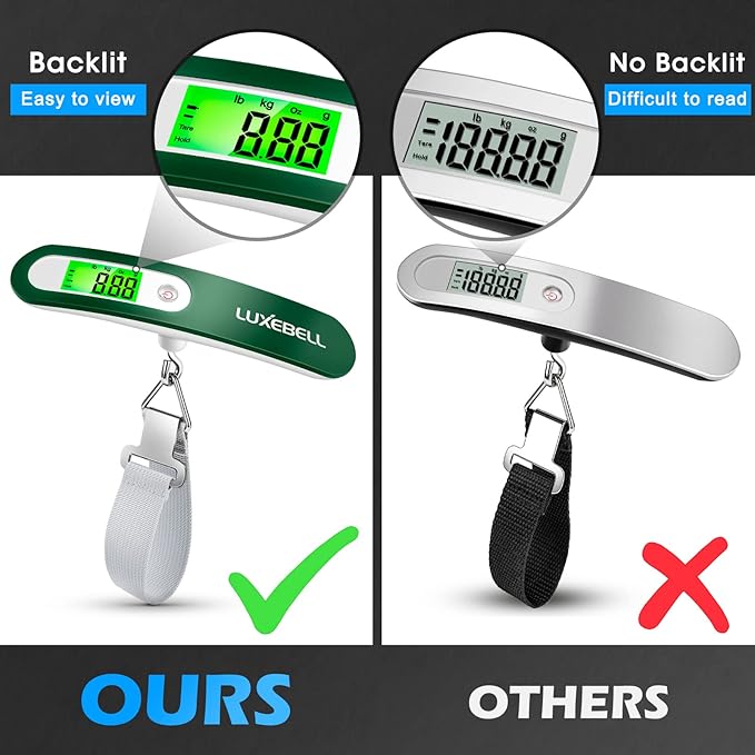 Digital Luggage Scale Vacation Travel Essentials Accessories Gifts for Traveler Portable Suitcase Handheld Weight Scale 110 lbs Hanging Baggage Travel Must Haves