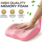 Ergonomic Seat Memory Foam Support Cushion for Back, Car Seat Back Support Cushion for Sciatica Tailbone Pain, Office Desk Chair Car Travel Seat Cushion (Pink)