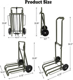 Folding Hand Truck Dolly Lightweight Aluminum Luggage Cart - 220lbs Capacity with Elastic Bungee Cord for Travel & Shopping