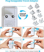 Universal Travel Adapter Kit, VINTAR PD 35W International Power Adapter with 4 AC 3 USB Ports(2 USB C), Type A,B,C,D,E/F,G,I,M Swap Adapt Attachments, Travel Adapter Worldwide for Europe/Africa/AUS